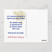 Bluebird und American Flag Vielen Dank Postkarte (Rückseite)