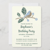 Bluebird und Blueberries Custom Birthday Party Einladung (Vorderseite)