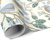 Bluebird und Blueberries Gemustert Geschenkpapier (Rolleneckpunkt)