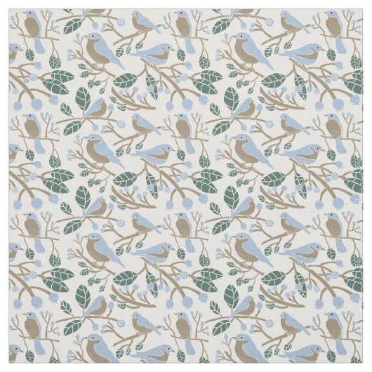 Bluebird und Blueberries Gemustert Stoff (Muster)