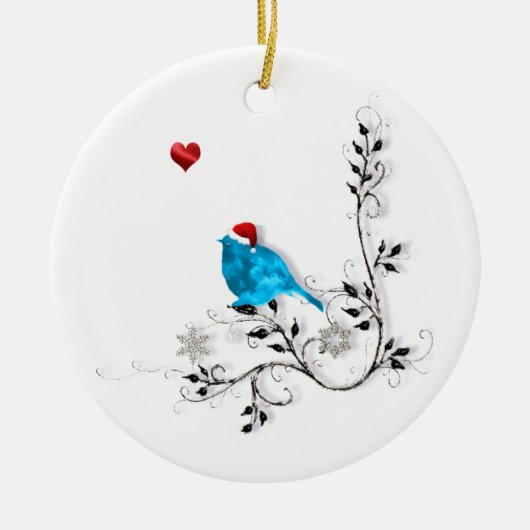 Bluebird und Herz! Keramik Ornament (Vorne)