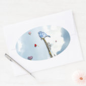 Bluebird und Herz Ovaler Aufkleber (Umschlag)