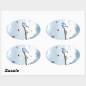 Bluebird und Herz Ovaler Aufkleber (Blatt)