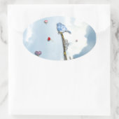 Bluebird und Herz Ovaler Aufkleber (Tasche)