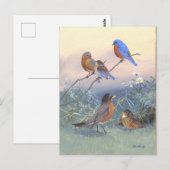 Bluebird und Robin Vintag Postkarte (Vorne/Hinten)