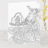 Bluebird und Sonnenblumen Farbe für sich Karte (Gelbe Blume)