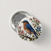 Bluebird unter blühenden Blume Button (Vorne & Hinten)