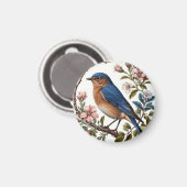 Bluebird unter blühenden Blume Magnet (Vorderseite/Rückseite)