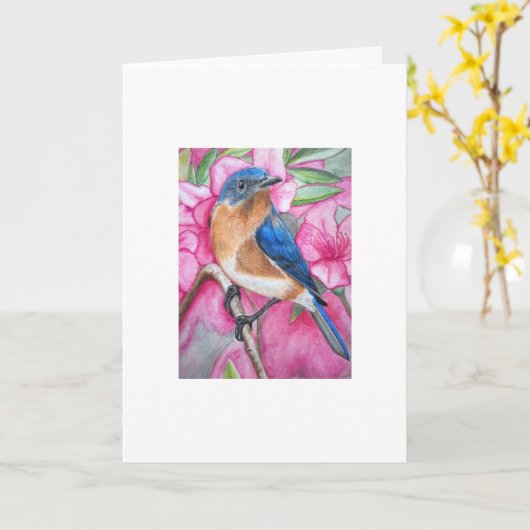 Bluebird unter den Azaleen GREETING CARD Karte (Gelbe Blume)