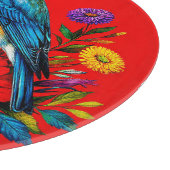 Bluebird unter farbenfrohen Frühlingsblumen Schneidebrett (Ecke)