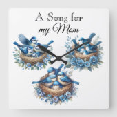 Bluebird Wall Clock Quadratische Wanduhr (Vorderseite)