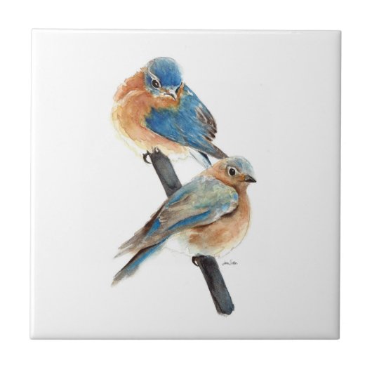 Bluebird Wassercolor Art Deco Fliese (Vorderseite)
