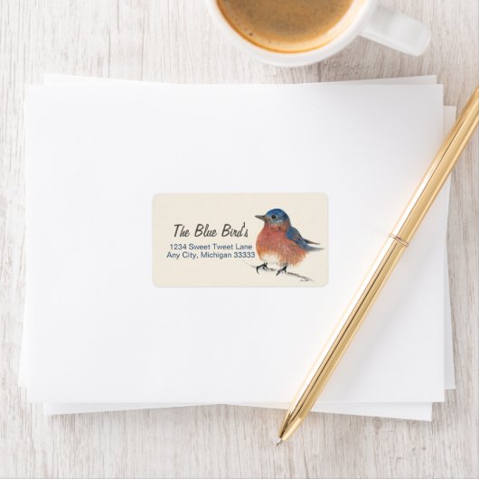 Bluebird Watercolor Art Adressaufkleber (Insitu)