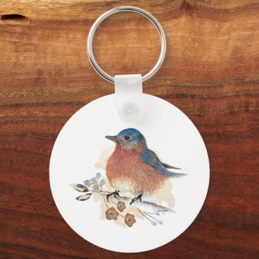 Bluebird Watercolor Art Schlüsselanhänger (Vorderseite)