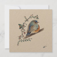 Bluebird Watercolor Berries Grüne Kunst