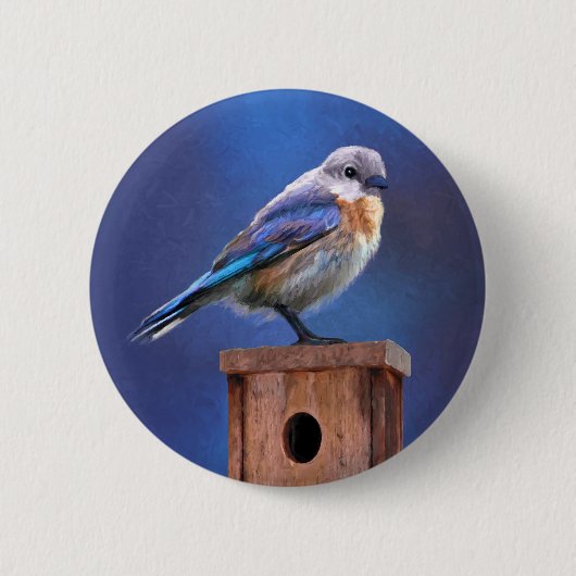 Bluebird (weibliche Malerei) - Original Bird Art Button (Vorderseite)