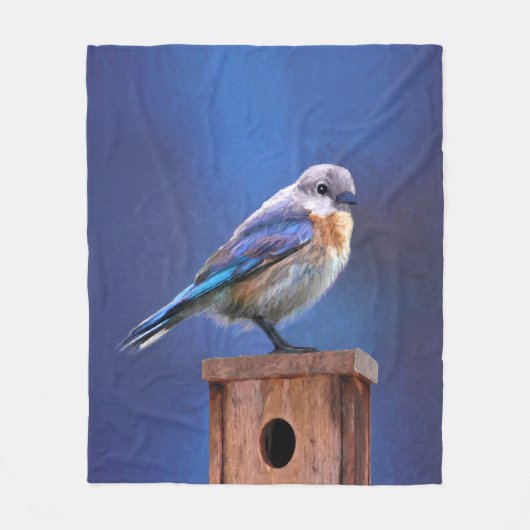Bluebird (weibliche Malerei) - Original Bird Art Fleecedecke (Vorderseite)