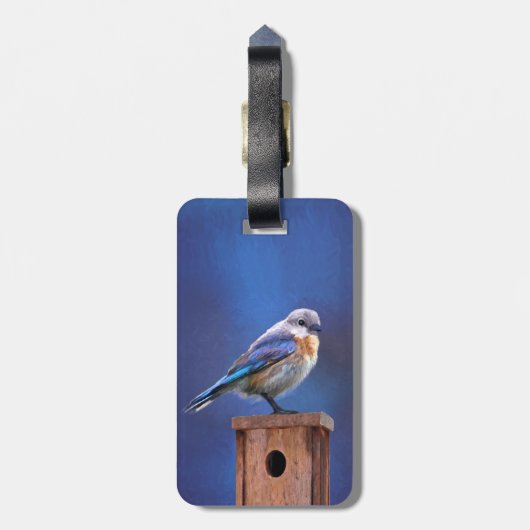 Bluebird (weibliche Malerei) - Original Bird Art Gepäckanhänger (Rückseite vertikal)