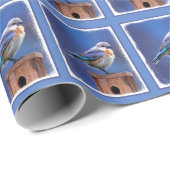 Bluebird (weibliche Malerei) - Original Bird Art Geschenkpapier (Rolleneckpunkt)