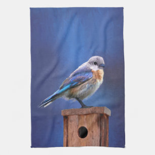 Bluebird (weibliche Malerei) - Original Bird Art Geschirrtuch