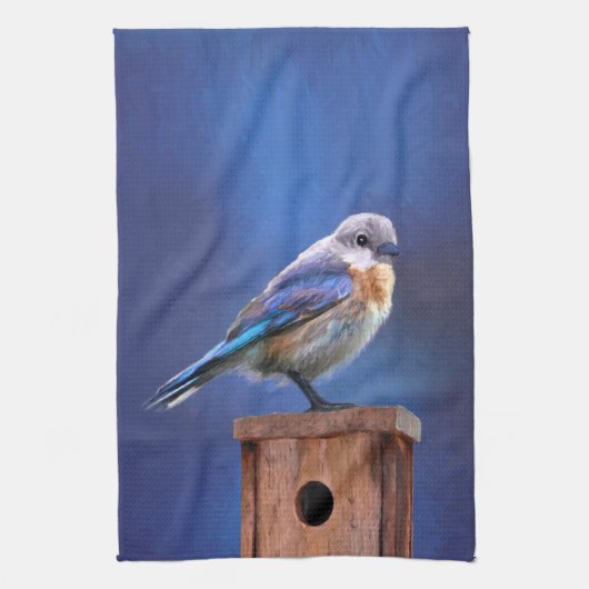 Bluebird (weibliche Malerei) - Original Bird Art Geschirrtuch (Vertikal)