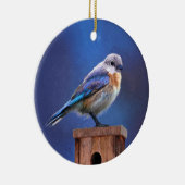 Bluebird (weibliche Malerei) - Original Bird Art Keramik Ornament (Rechts)