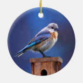 Bluebird (weibliche Malerei) - Original Bird Art Keramik Ornament (Hinten)