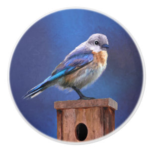 Bluebird (weibliche Malerei) - Original Bird Art Keramikknauf