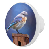 Bluebird (weibliche Malerei) - Original Bird Art Keramikknauf (Rechts)