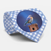 Bluebird (weibliche Malerei) - Original Bird Art Krawatte (Gerollt)
