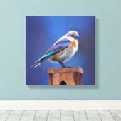 Bluebird (weibliche Malerei) - Original Bird Art Leinwanddruck (Insitu (Holzboden))
