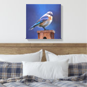 Bluebird (weibliche Malerei) - Original Bird Art Leinwanddruck (Insitu (Schlafzimmer))