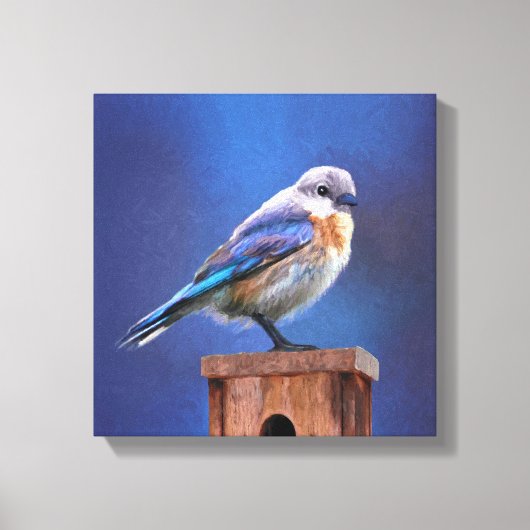 Bluebird (weibliche Malerei) - Original Bird Art Leinwanddruck (Vorderseite)