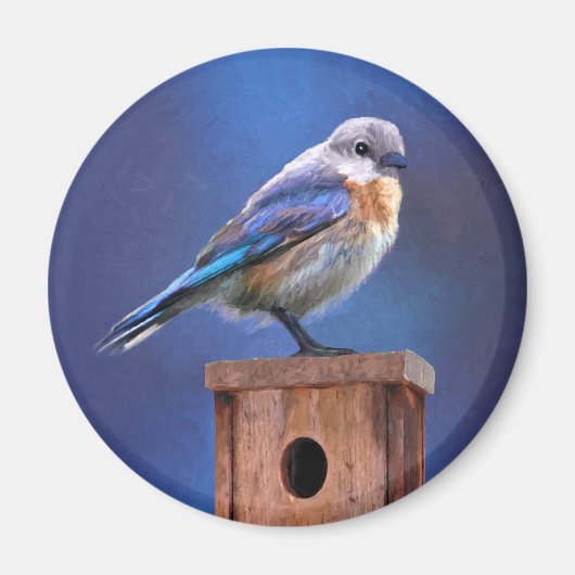 Bluebird (weibliche Malerei) - Original Bird Art Magnet (Vorne)