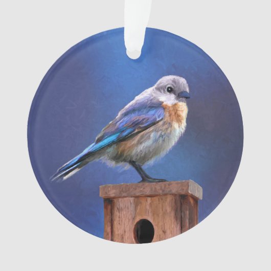Bluebird (weibliche Malerei) - Original Bird Art Ornament (Vorderseite)