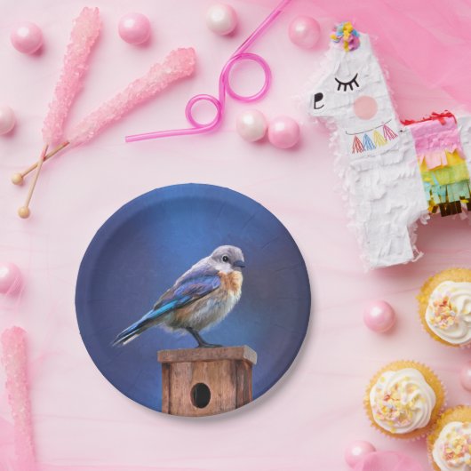 Bluebird (weibliche Malerei) - Original Bird Art Pappteller (Party)
