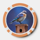 Bluebird (weibliche Malerei) - Original Bird Art Pokerchips (Rückseite)
