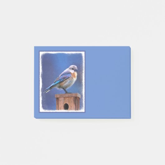 Bluebird (weibliche Malerei) - Original Bird Art Post-it Klebezettel (Vorderseite)