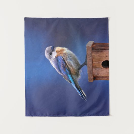 Bluebird (weibliche Malerei) - Original Bird Art Wandteppich (Vorderseite)