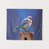 Bluebird (weibliche Malerei) - Original Bird Art Wandteppich (Vorderseite (Horizontal))