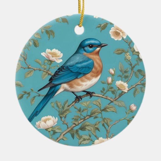 Bluebird William Morris Inspiriert Türkis Keramik Ornament (Vorne)