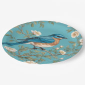 Bluebird William Morris Inspiriert Türkis Pappteller (Schrägansicht)