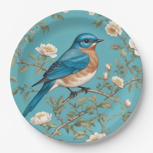 Bluebird William Morris Inspiriert Türkis Pappteller (Vorderseite)