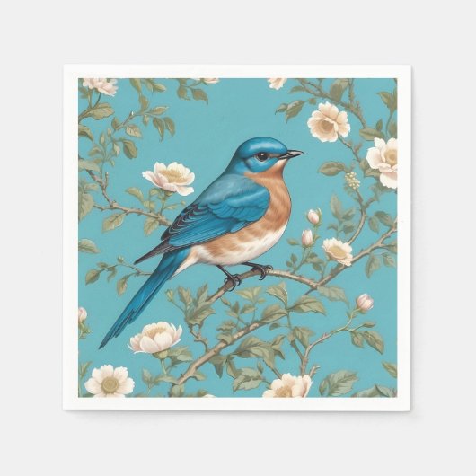 Bluebird William Morris Inspiriert Türkis Serviette (Vorderseite)
