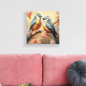 Bluebirds auf Cherry Blossom Nature Lover Leinwanddruck (Insitu (Wohnzimmer))