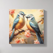 Bluebirds auf Cherry Blossom Nature Lover Leinwanddruck (Vorderseite)