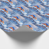 Bluebirds auf einem verschneiten Zweig Geschenkpapier (Ecke)