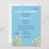 Bluebirds Babydusche /ein Baby blüht Einladung (Vorderseite)