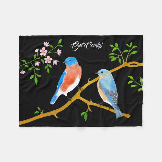 Bluebirds Black Fleecedecke (Vorderseite (Horizontal))