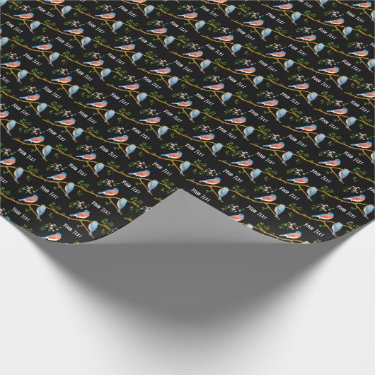 Bluebirds Black Geschenkpapier (Ecke)